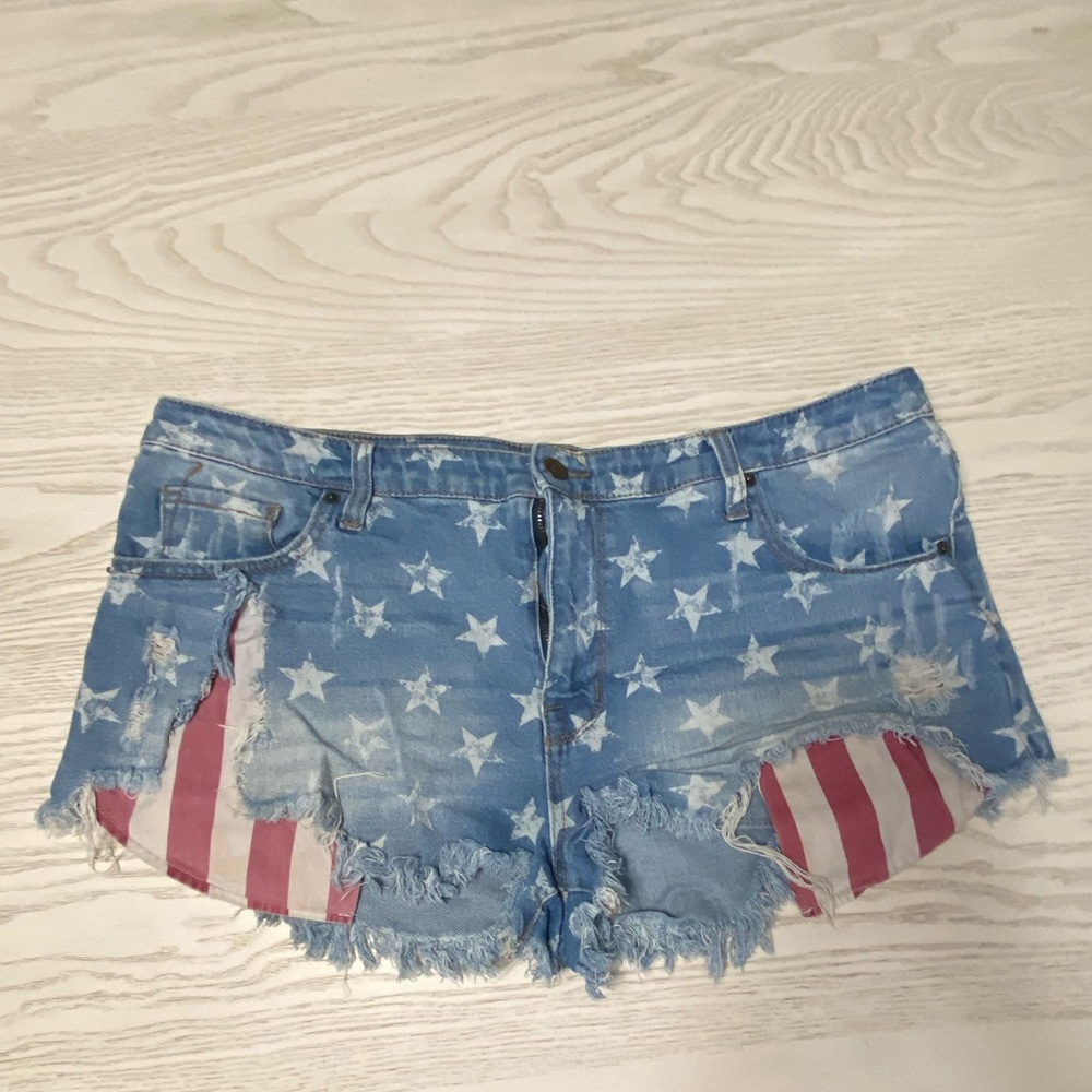 American Flag Shorts- High Rise Shorts